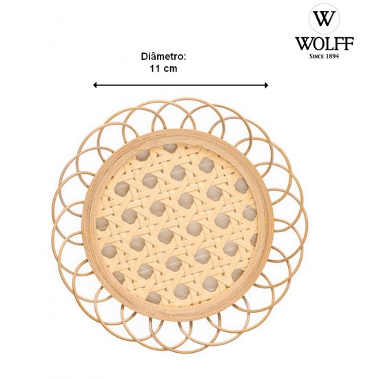 Porta Copos 11cm x 1,5cmTramelli  Natural Rattan 